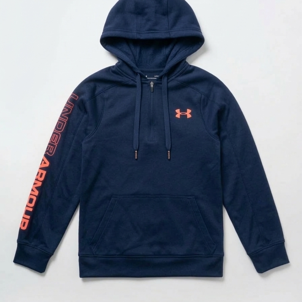 Under Armour Kids Navy Hoodie with Coral Accents